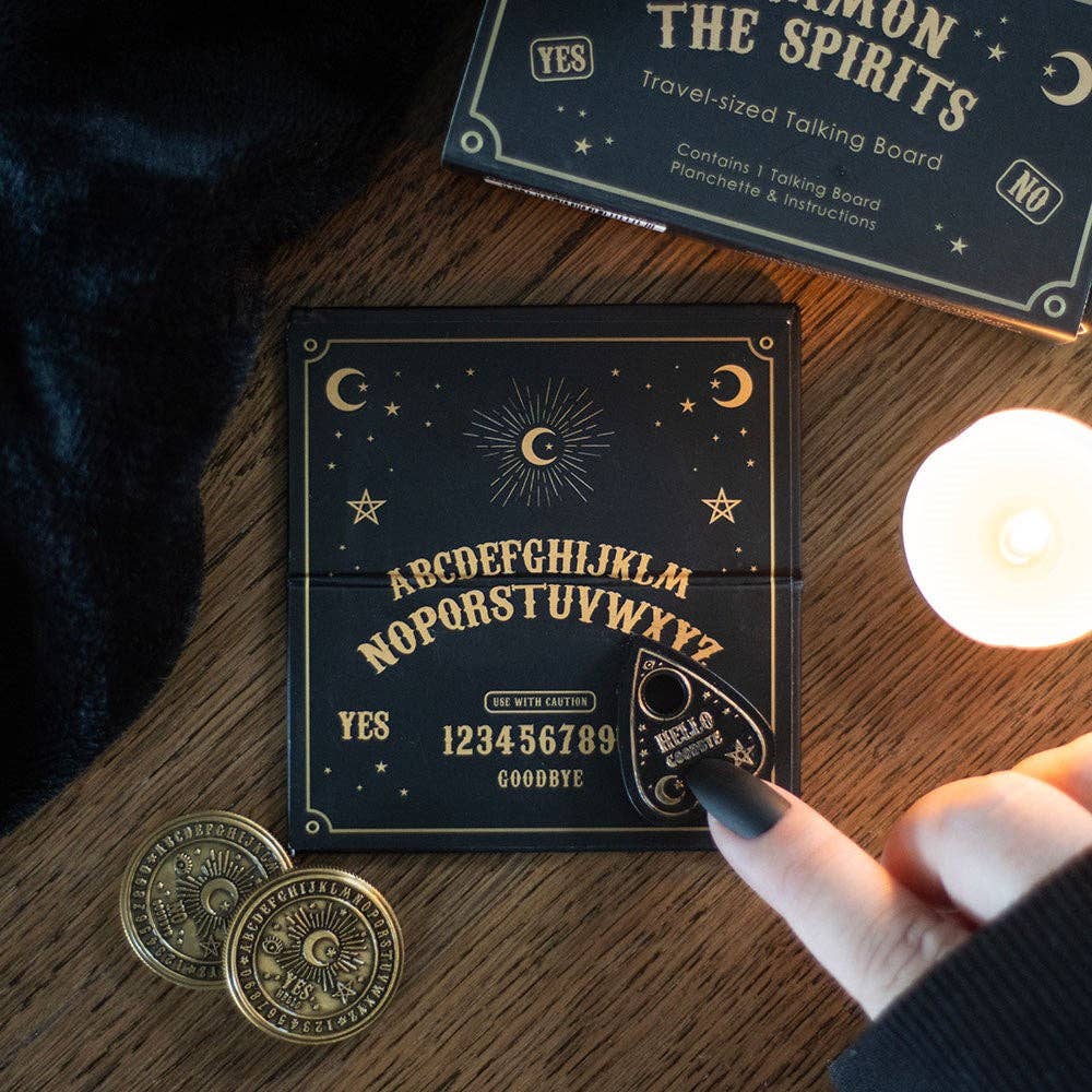 Mini spirit board en planchette in luciferdoosje – reiseditie.