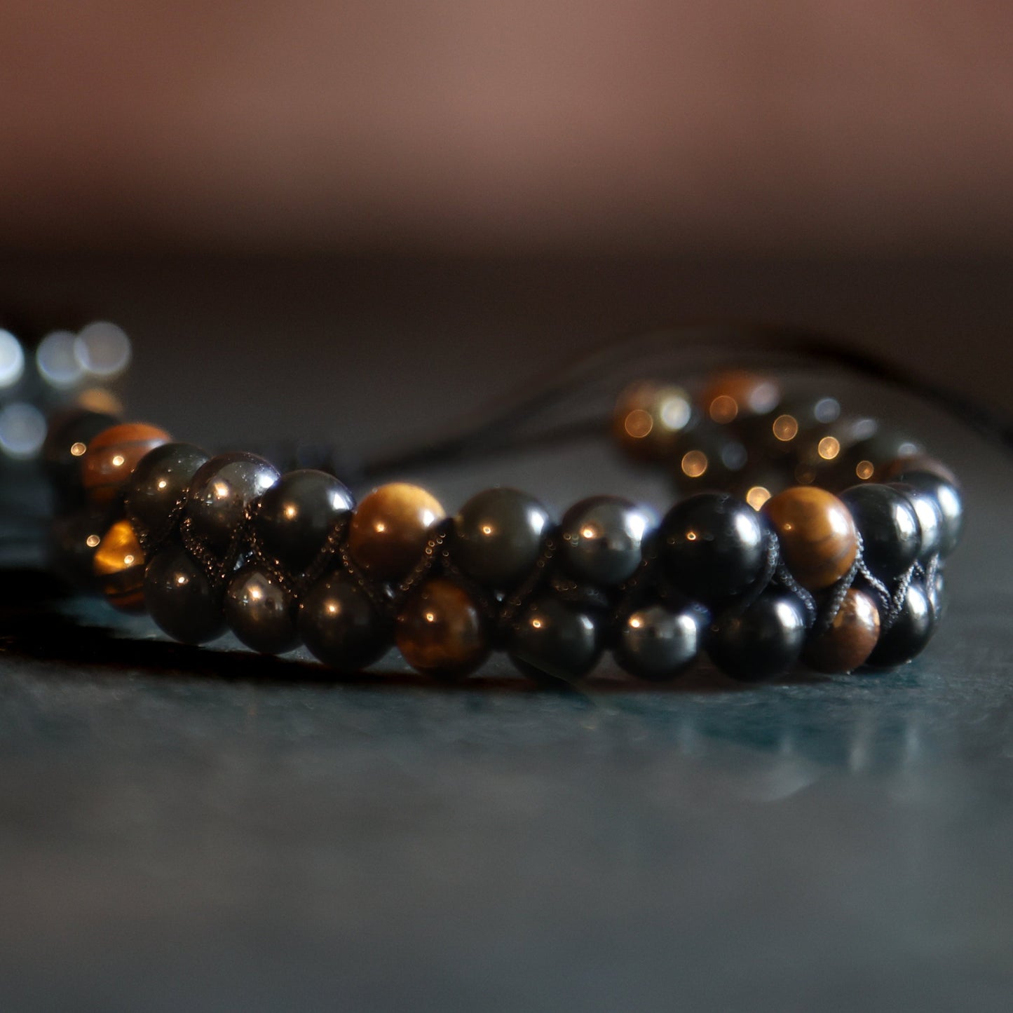 Armband hematiet obsidiaan en tijgeroog