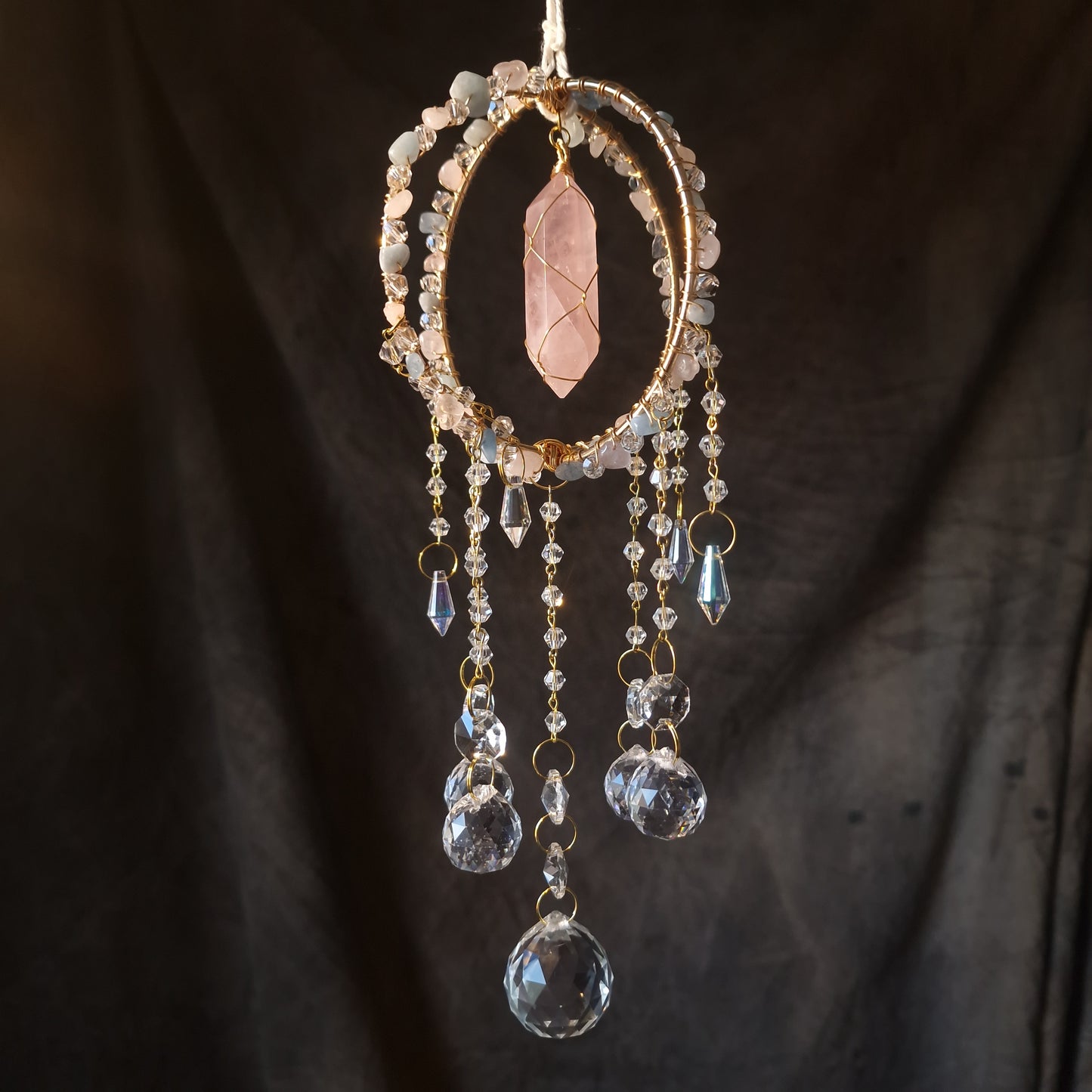 Suncatcher met Rozekwarts punt luxe