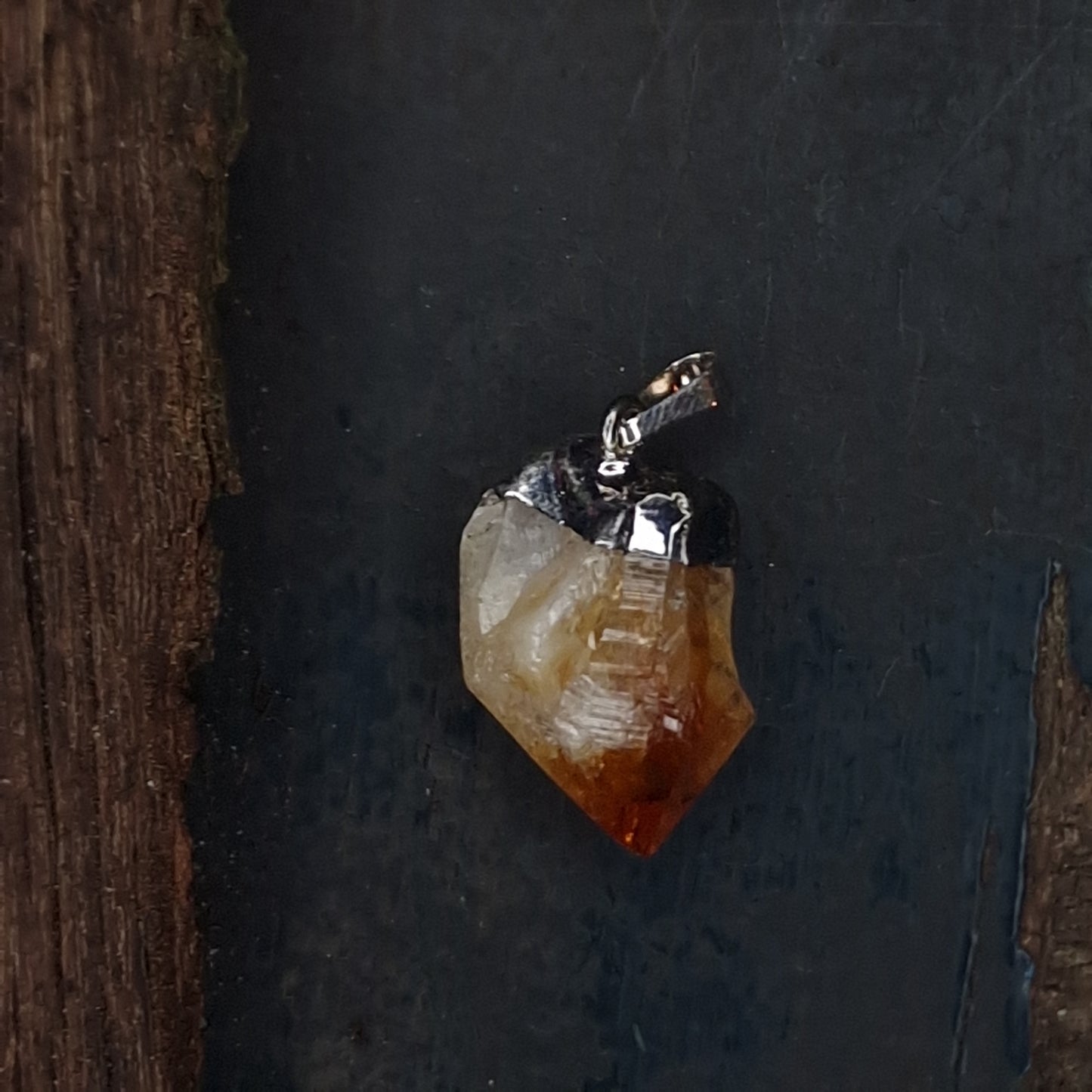 Gebrande Amethist edelsteenhanger