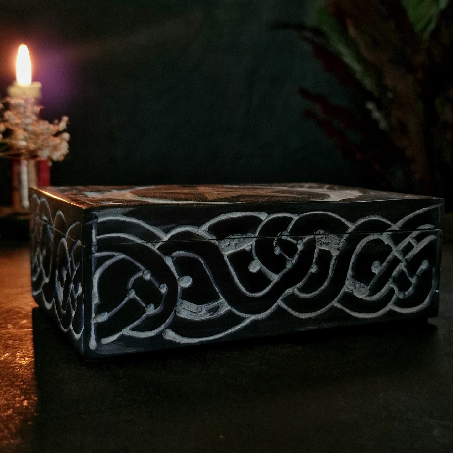 Zeepsteen tarotdoos pentagram