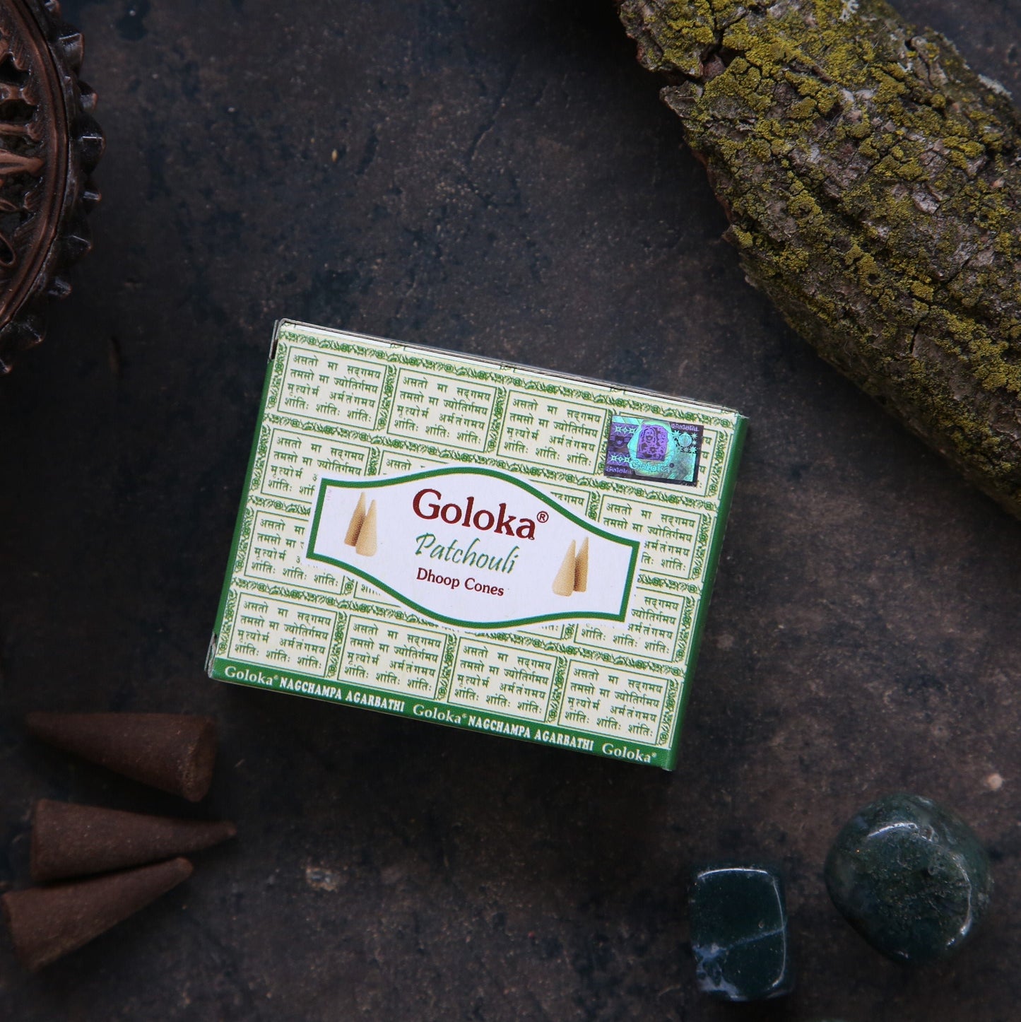 goloka patchouli wierook fairtrade natuurlijk handgerold handgemaakt india doop cones wierookkegels
