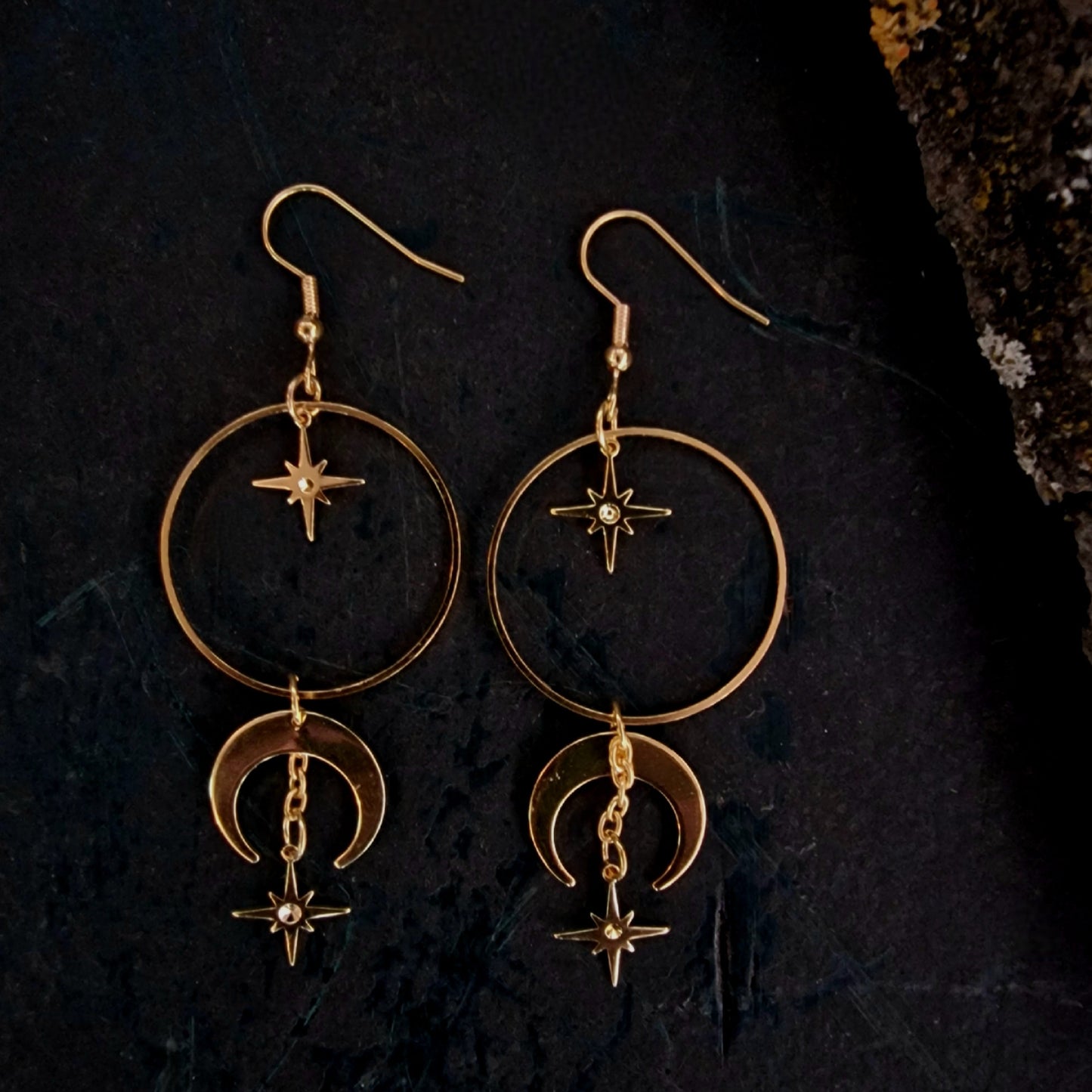 Oorbellen maan ster moon star earrings