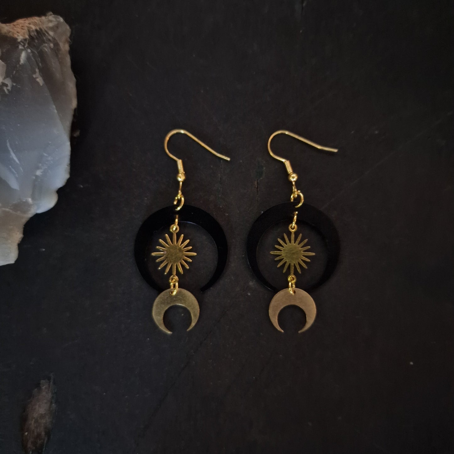 ouden Zon En Maan Oorbellen, Maanstanden, Heks, Gothic, Zwarte Maan Oorbellen, Celestial Sieraden, mode Geschenken Voor Vrouwen