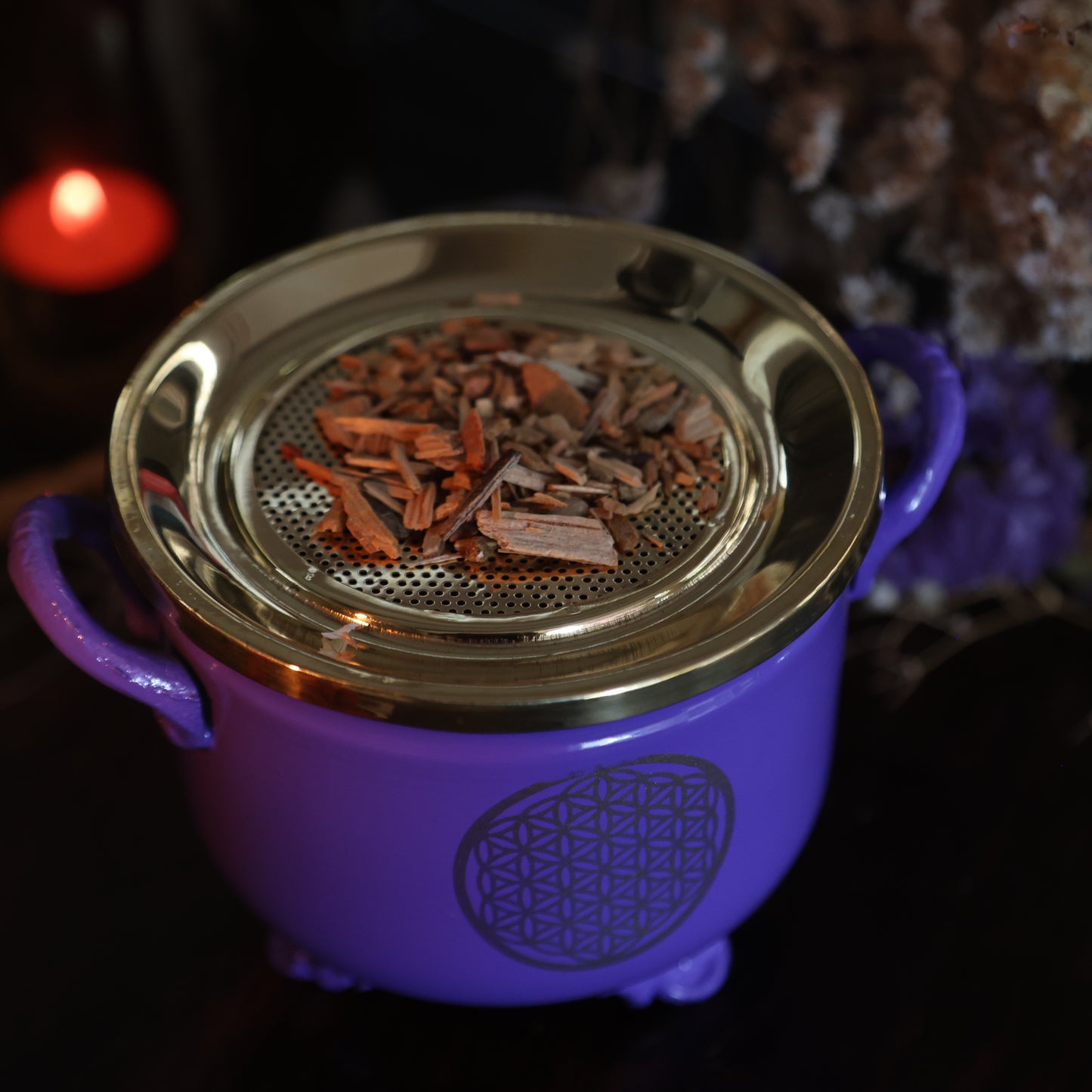 Zeef wierookbrander Flower of life Paars