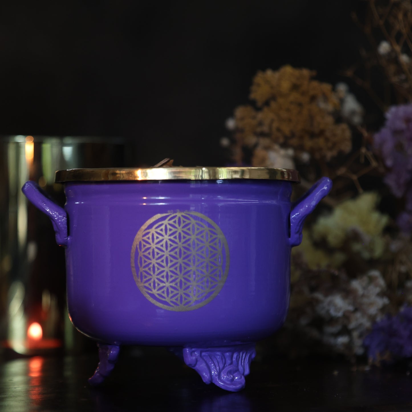 Zeef wierookbrander Flower of life Paars