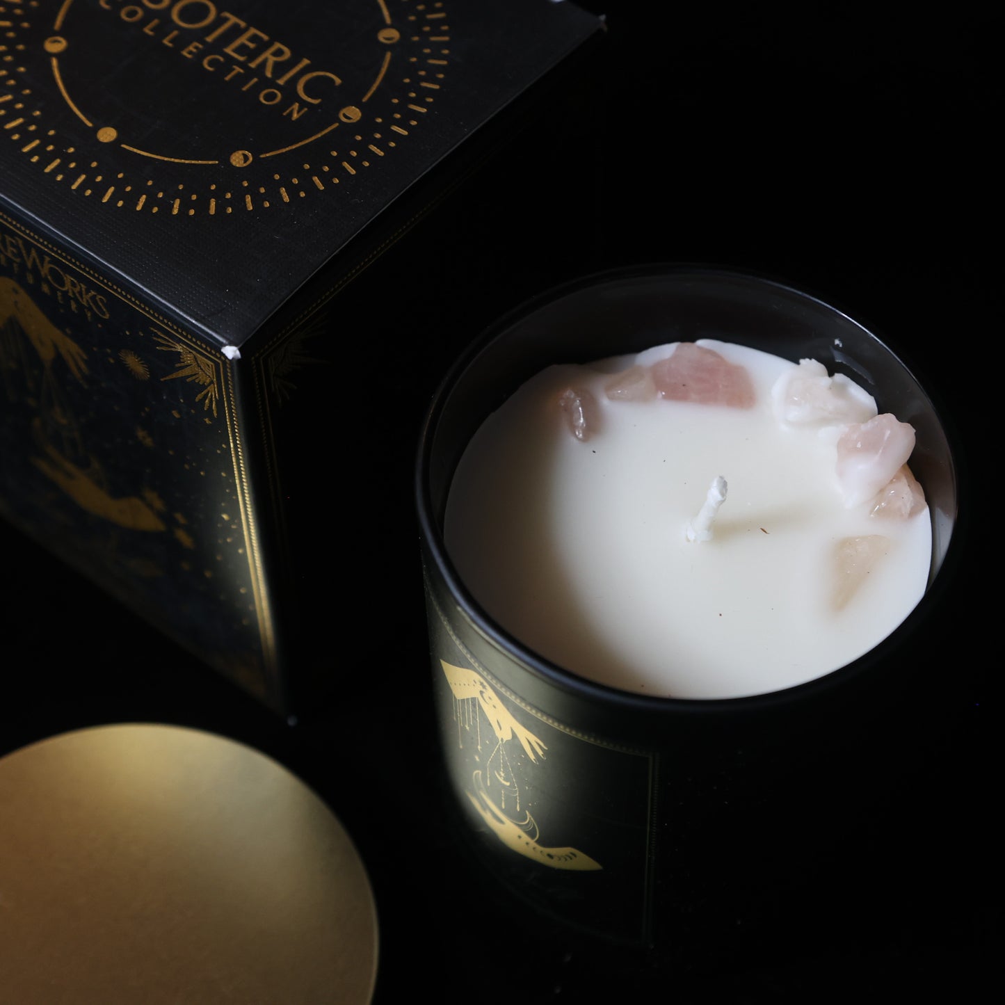 Love Spell kaars met rozekwarts 200g