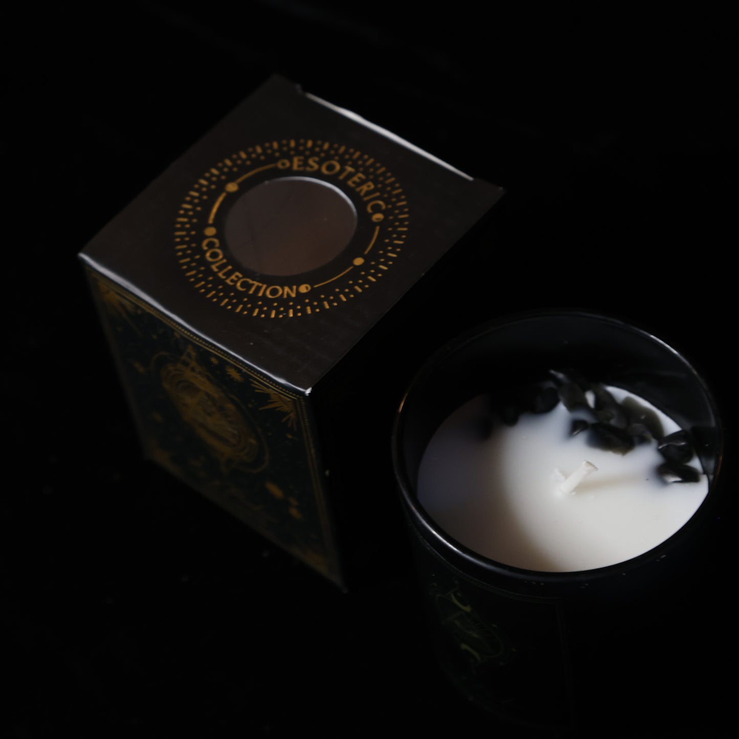 Eye of Providence kaars met Zwarte Obsidiaan 120g