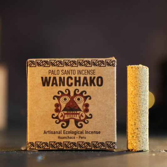 Wanchako Palo Santo Wierook: 100% natuurlijke, duurzame wierook met zuiverende geur. 4 staafjes, plasticvrij. Bestel nu!
