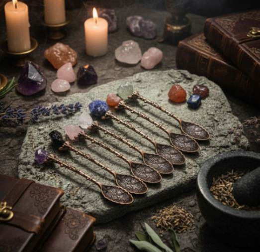 Edelstenen Theelepels – Set van 7