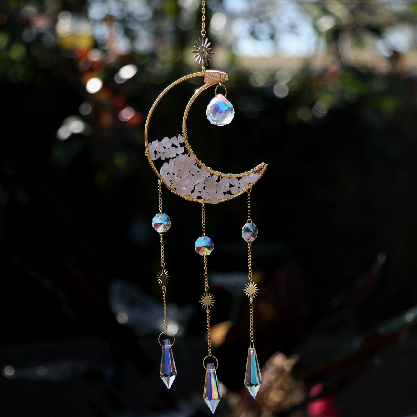 Suncatcher Rose Quartz Lune