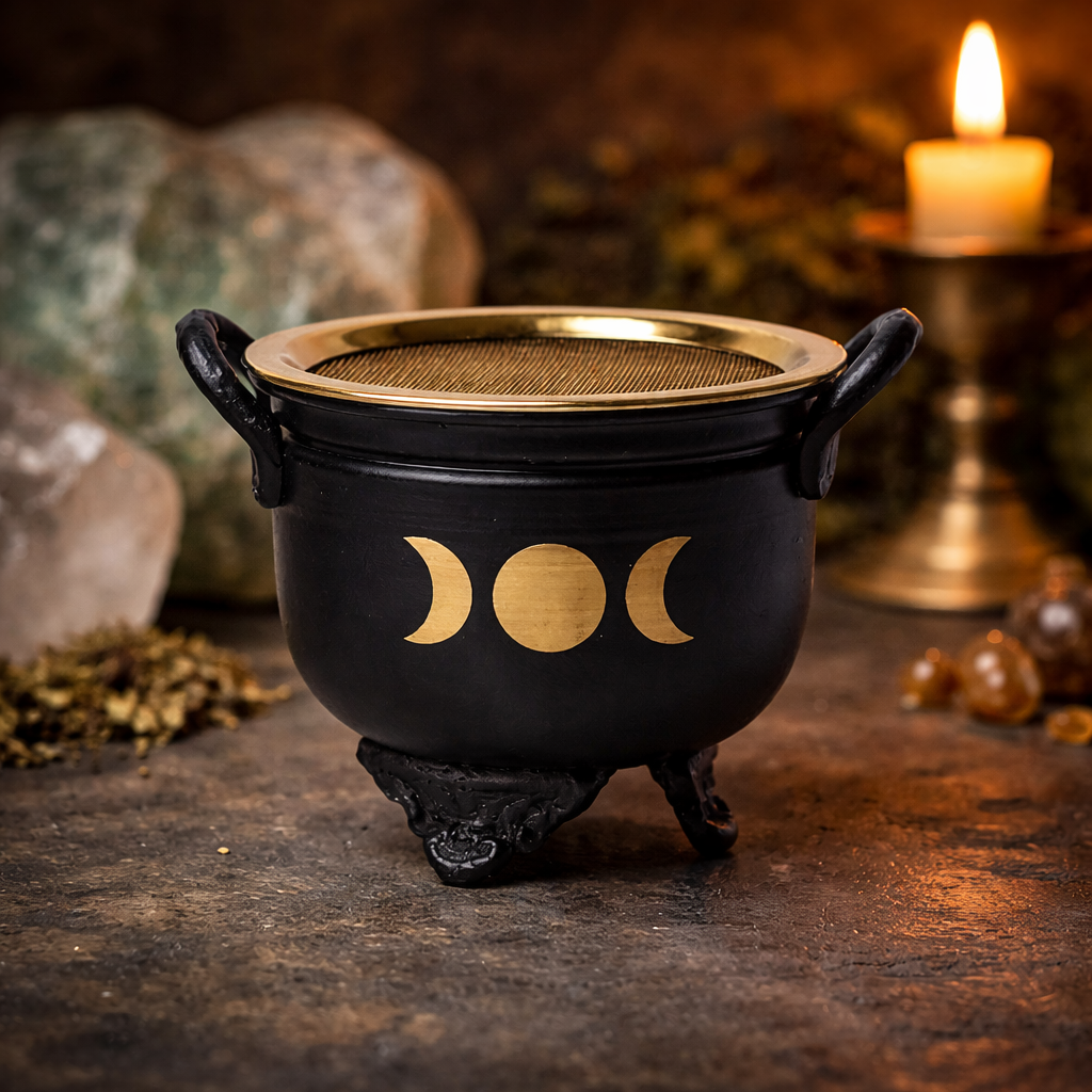 cauldron wierookbrander triple moon ijzer