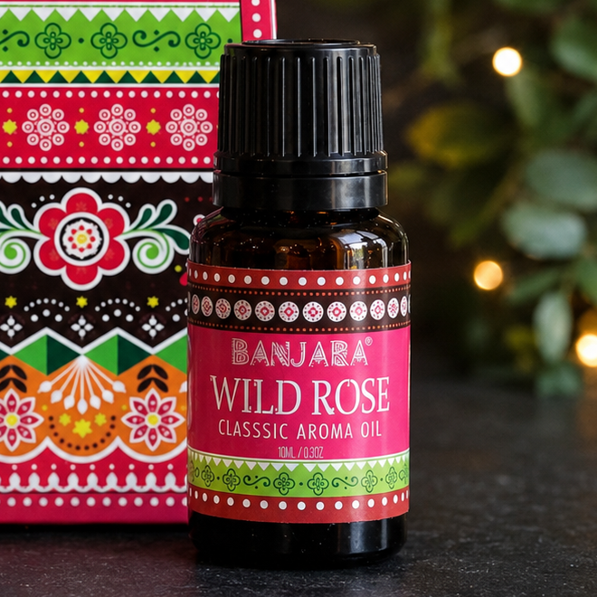 Banjara Wild Rose aroma olie 10 ml met verpakking